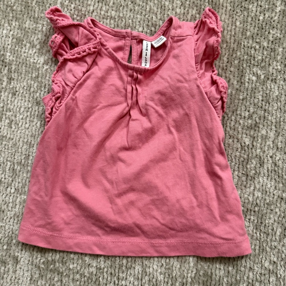 Janie and Jack Pink Flutter Sleeve Top 6–12M Ruffle Cotton Baby Blouse‎
